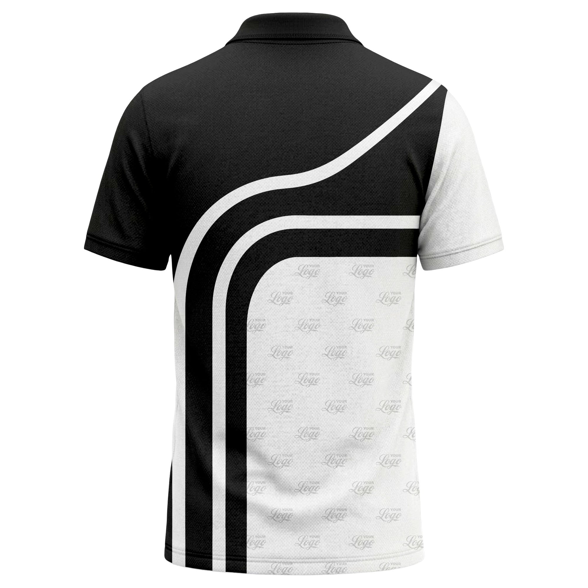 diagonal black-white custom logo stripe polo shirt for golf