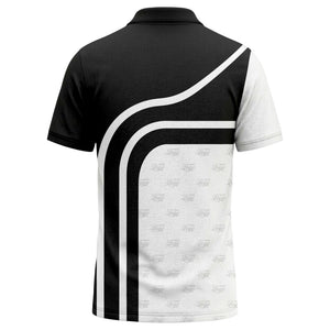 diagonal black-white custom logo stripe polo shirt for golf