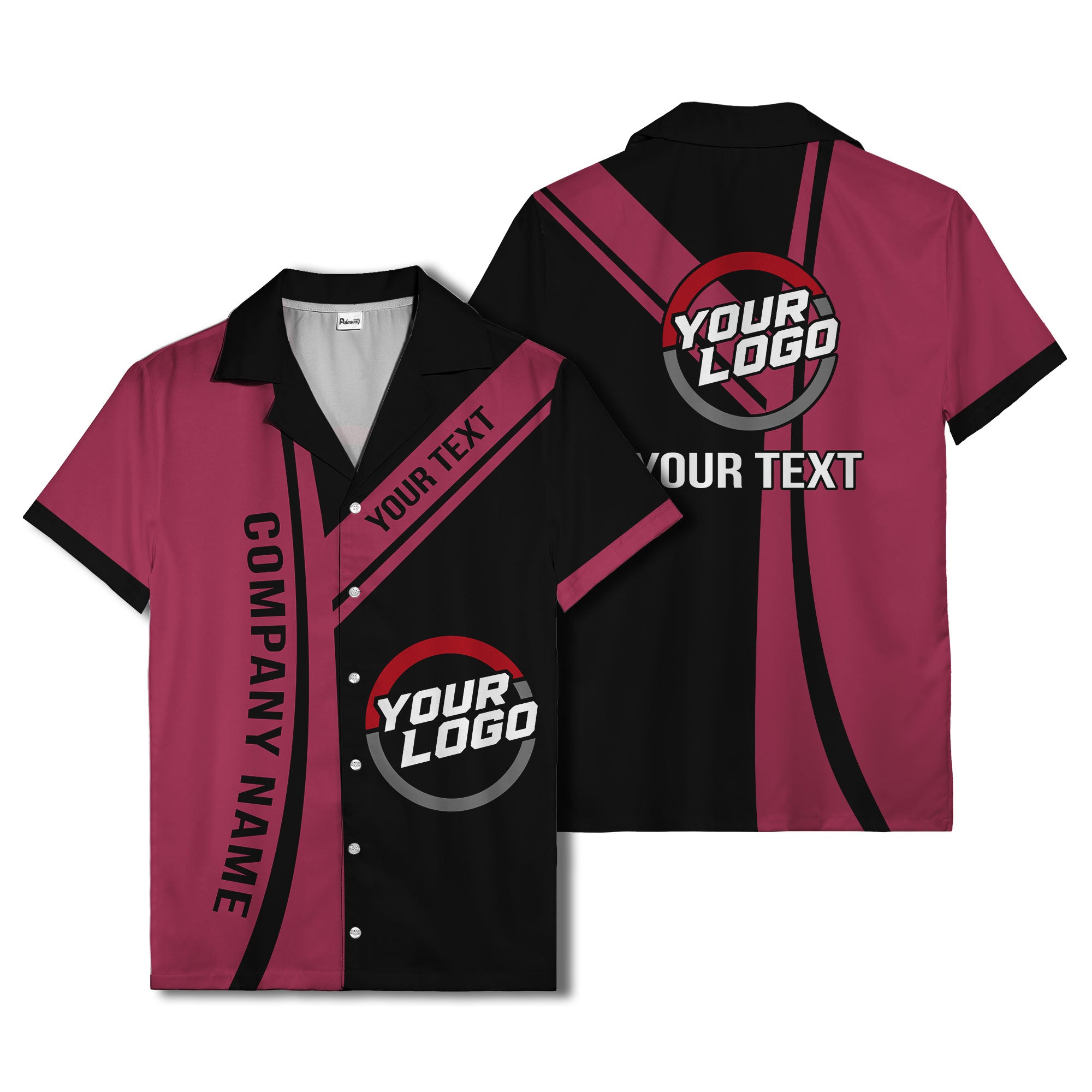 diagonal stripe custom logo company name hawaiian shirt for teams