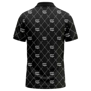 diamond grid logo repeat minimalist black polo shirt