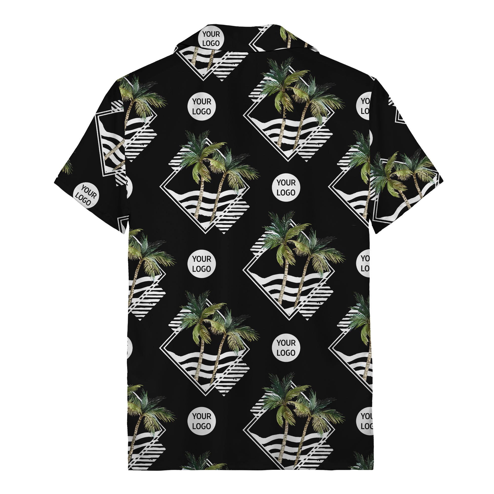 diamond waves & palm trees graphic hawaiian shirt for men