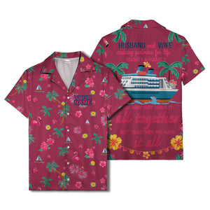 flamingo sailboat hibiscus palm watercolor hawaiian shirt