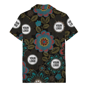 floral mandala & custom logo circle hawaiian shirt for men