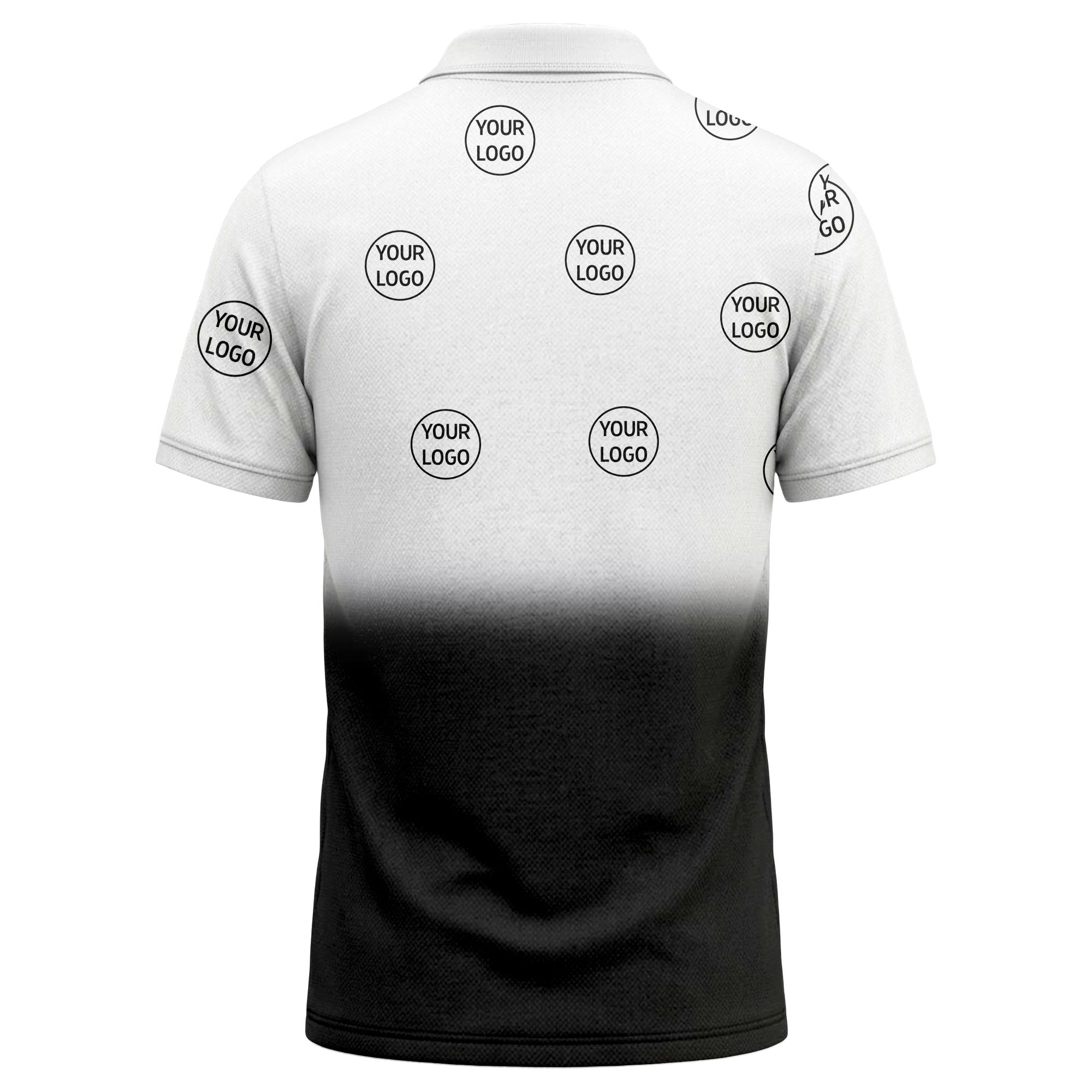 gradient black white custom logo repeat polo shirt