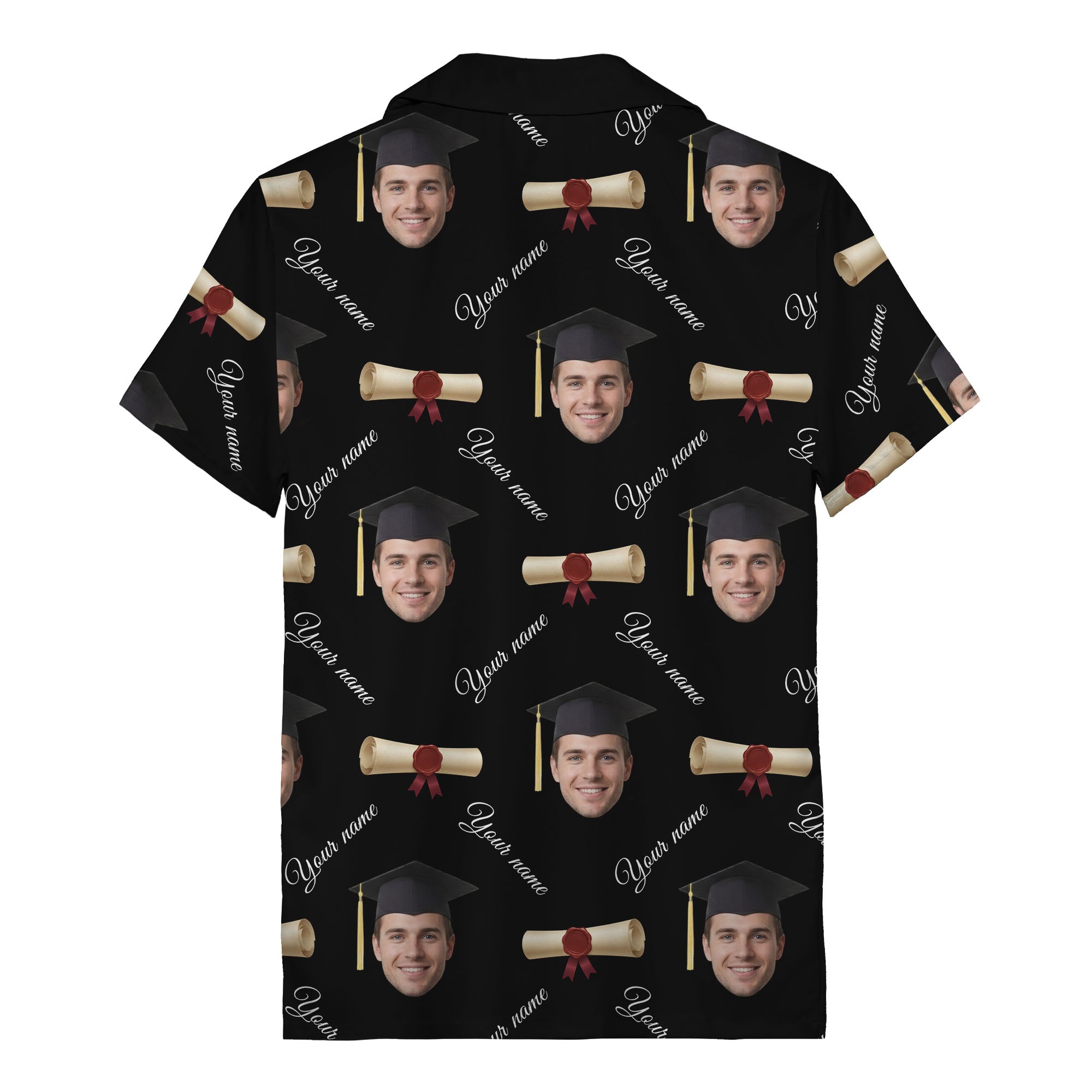 graduation caps diplomas & custom faces hawaiian shirt