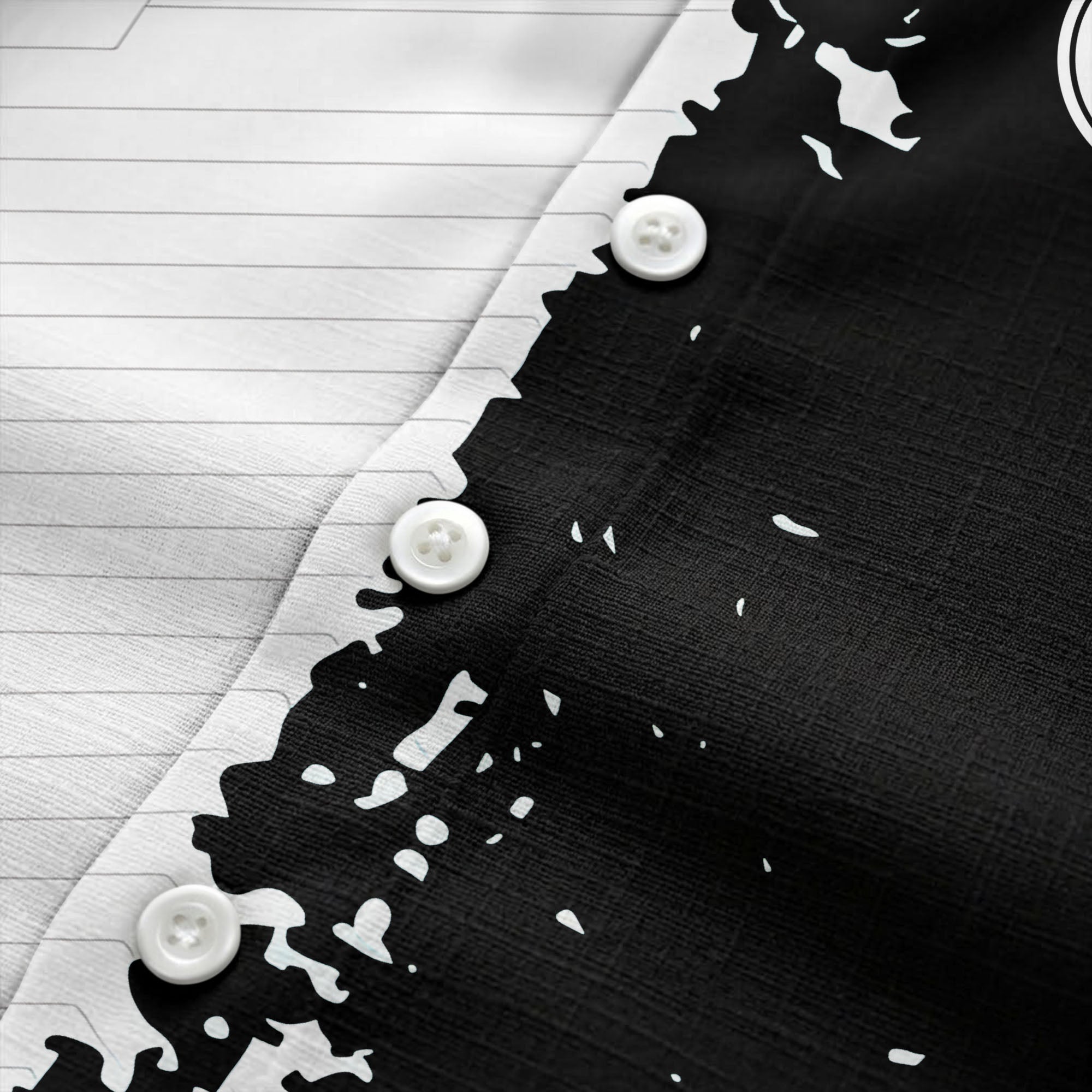 ink splattered abstract lines monochrome hawaiian shirt