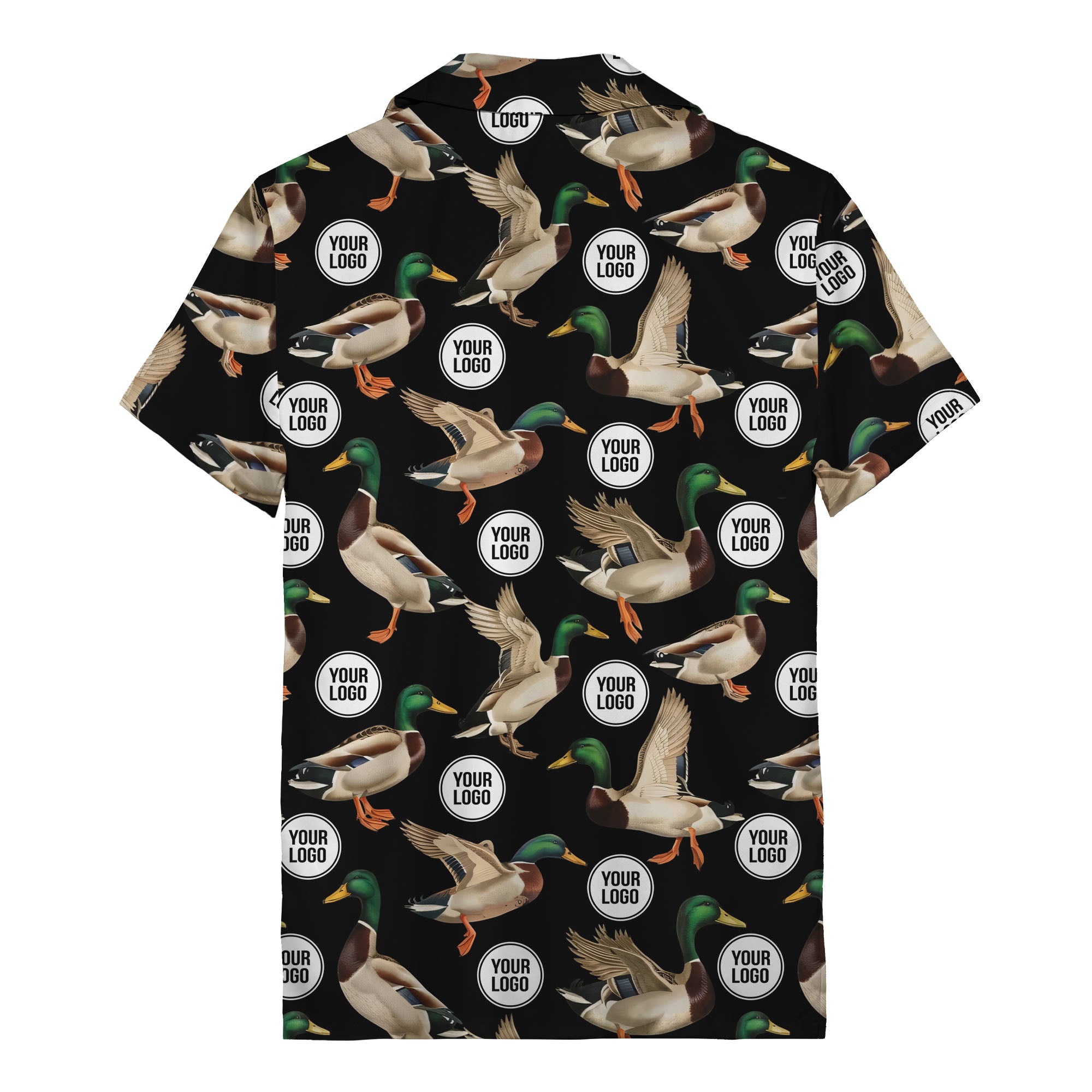 mallard ducks in flight hawaiian shirt with custom logo repeat pattern men's