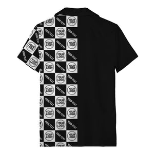 monochrome checkerboard custom logo repeat hawaiian shirt for men