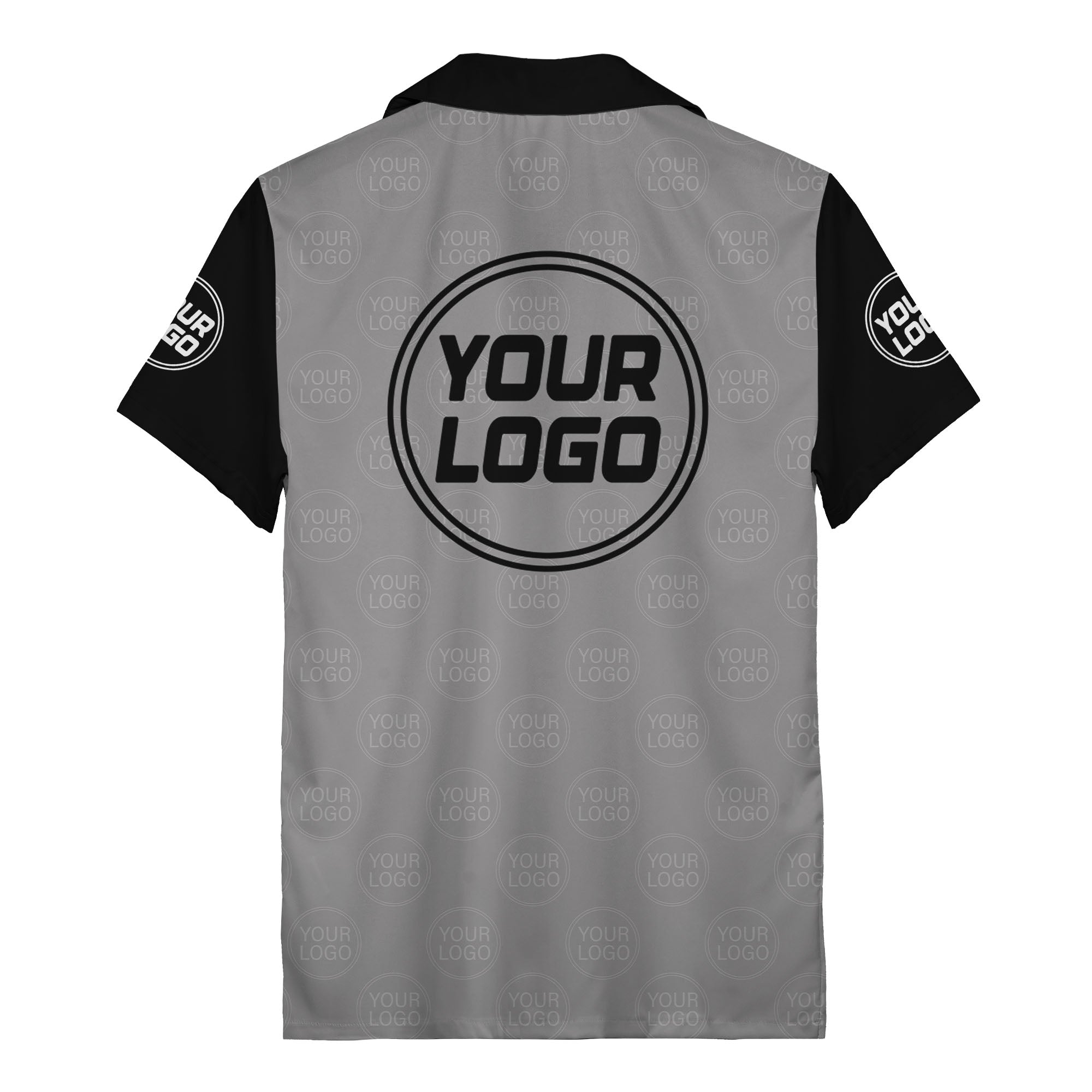 monochrome diagonal stripes & custom logo company name hawaiian shirt