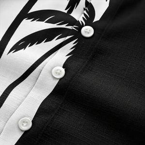 monochrome palm tree silhouette & stripe hawaiian shirt for men