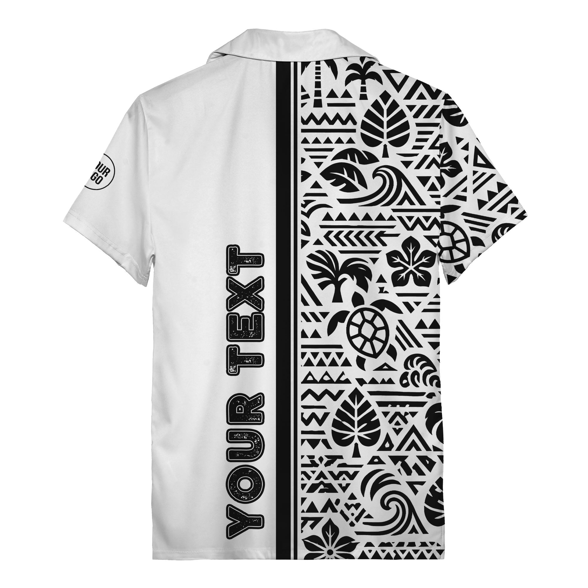 monochrome polynesian tribal turtles & waves hawaiian shirt