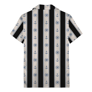 nautical anchors & custom logo repeat hawaiian shirt for men
