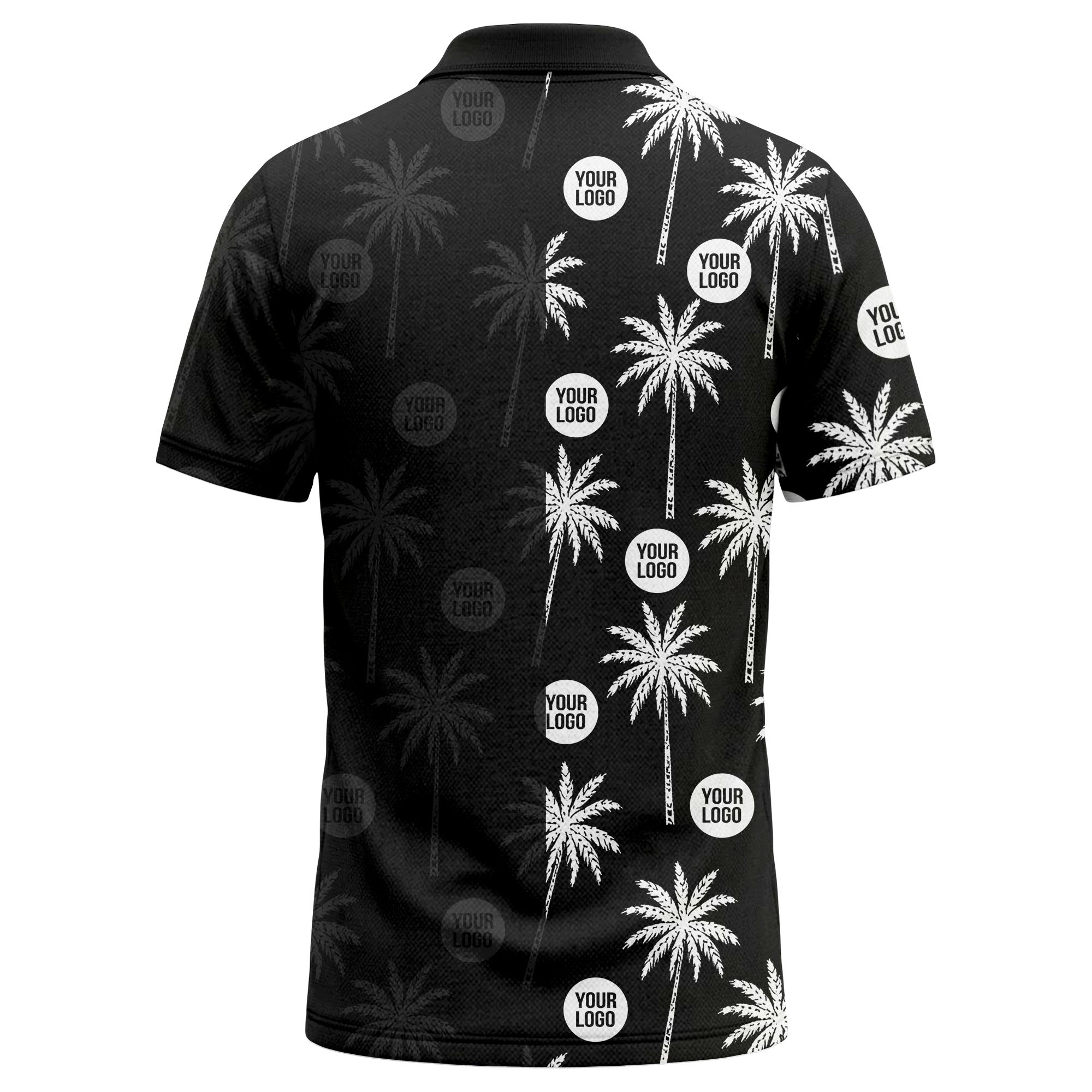 palm trees & custom logo circle repeat graphic polo shirt