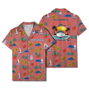 palm trees sailboats hibiscus island paradise hawaiian shirt