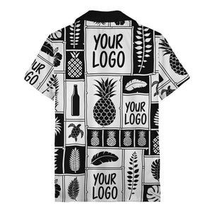 pineapple palm leaf sea turtle grid hawaiian shirt for men