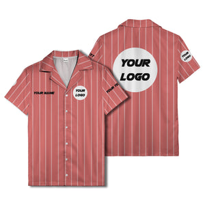 pinstripe baseball jersey hawaiian shirt with custom name & number