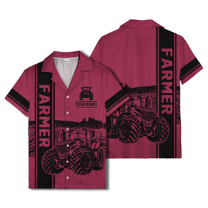 realistic tractor farm landscape farmer hawaiian shirt
