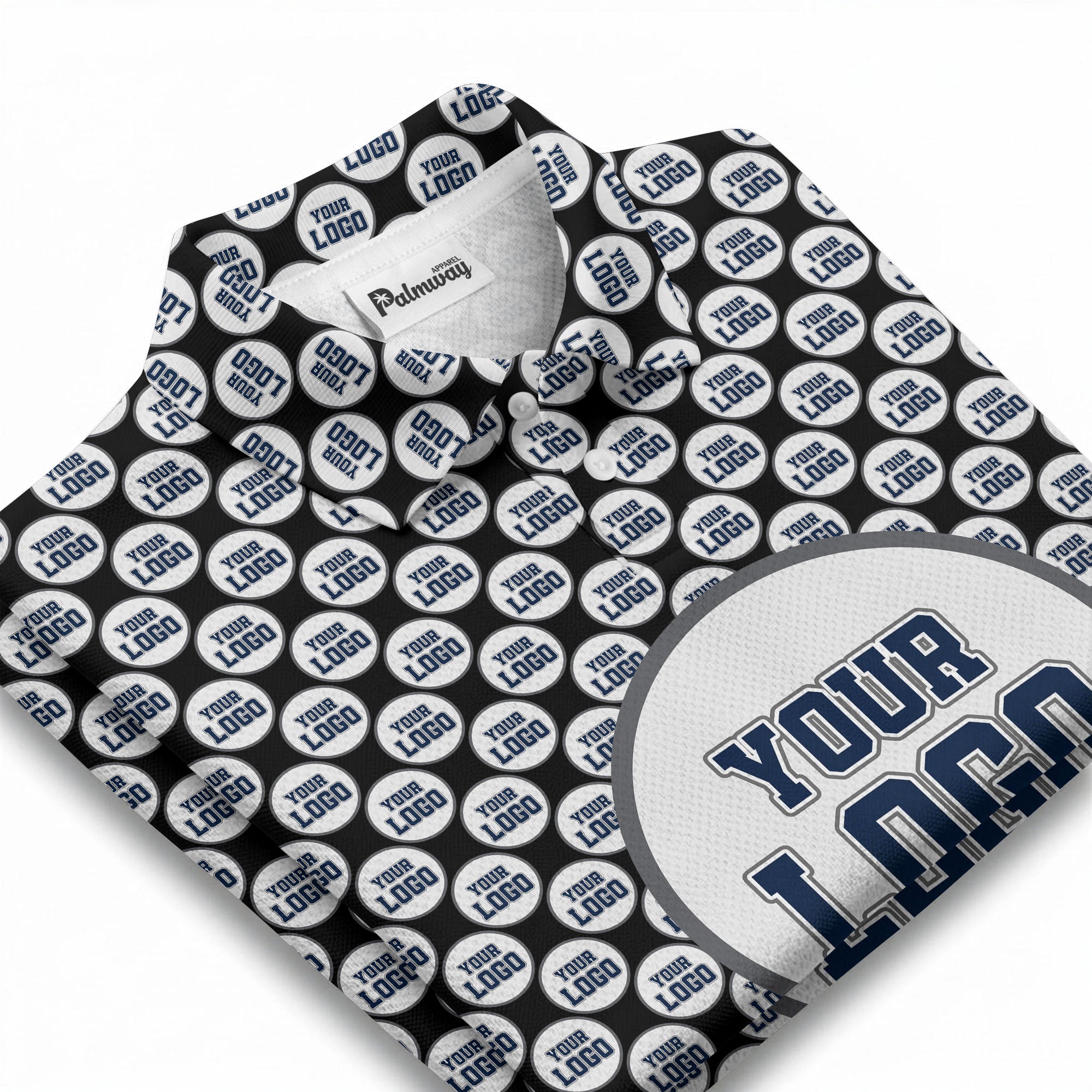 Repeating Personalized Logo Polo Shirt With Custom Text & Illustrated Icons