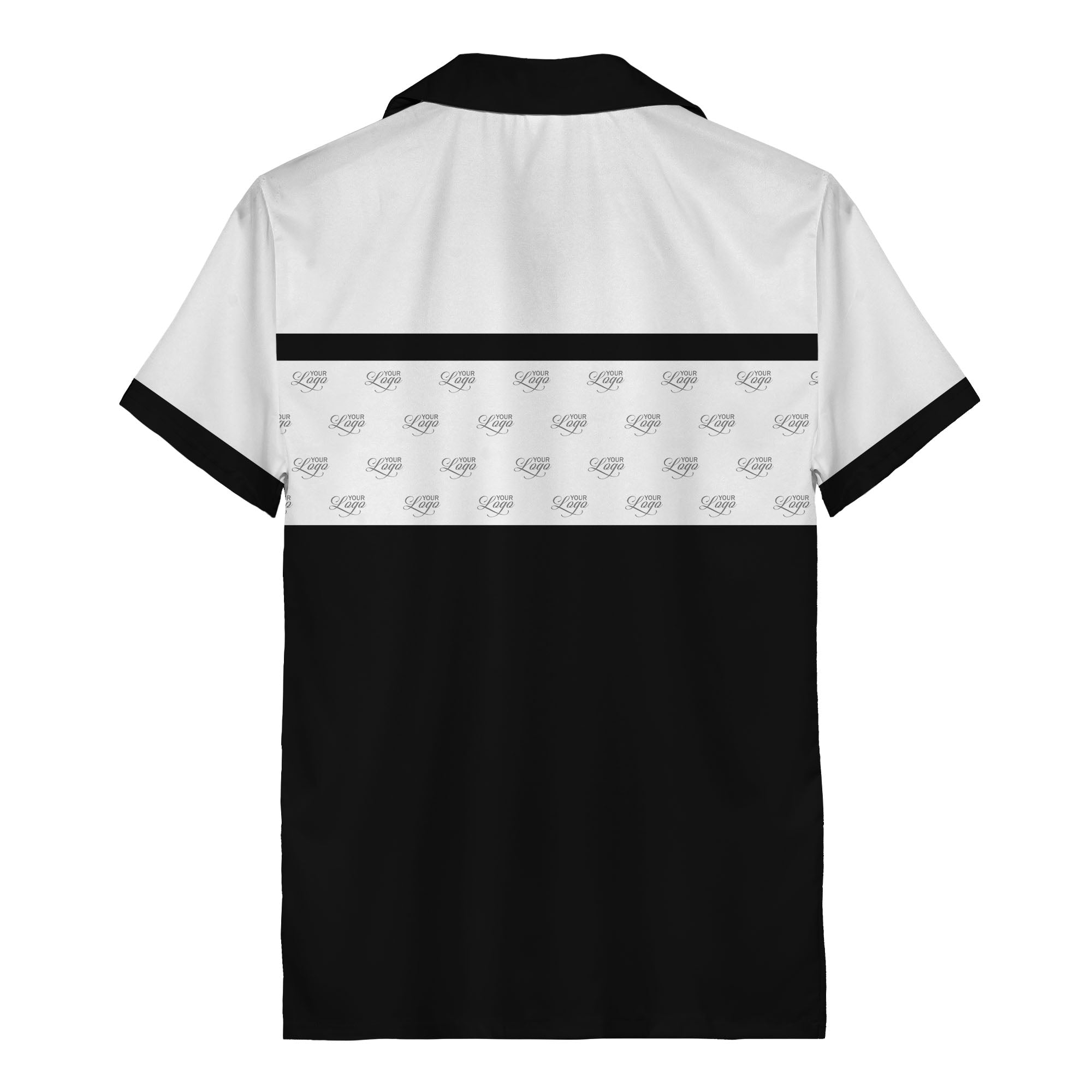 retro bowling custom logo repeat hawaiian shirt for men