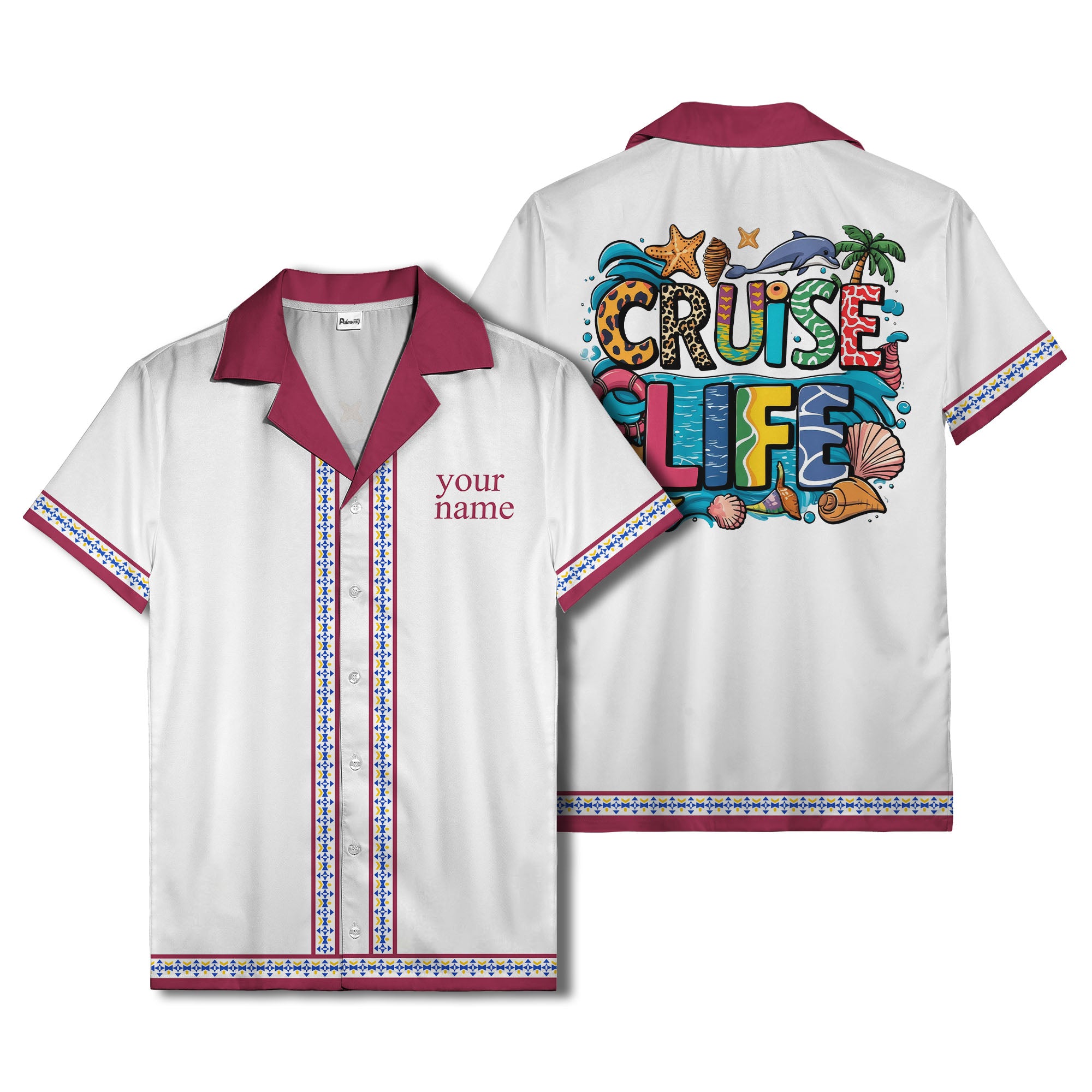 retro bowling diamond geometric personalized hawaiian shirt for men