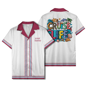 retro bowling diamond geometric personalized hawaiian shirt for men
