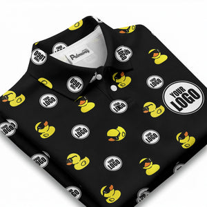 rubber duck repeat cartoon pattern custom logo black polo shirt for men
