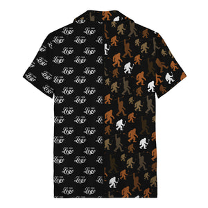 sasquatch golfers swinging clubs cartoon black hawaiian shirt for men
