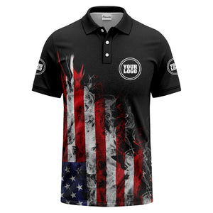 smoky american flag stars & stripes patriotic bold golf polo shirt