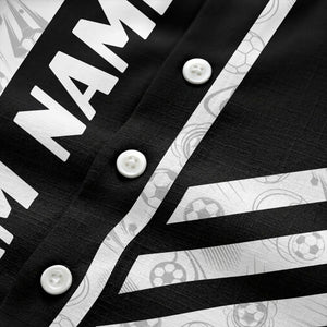 soccer ball goalpost repeat black white sports hawaiian shirt