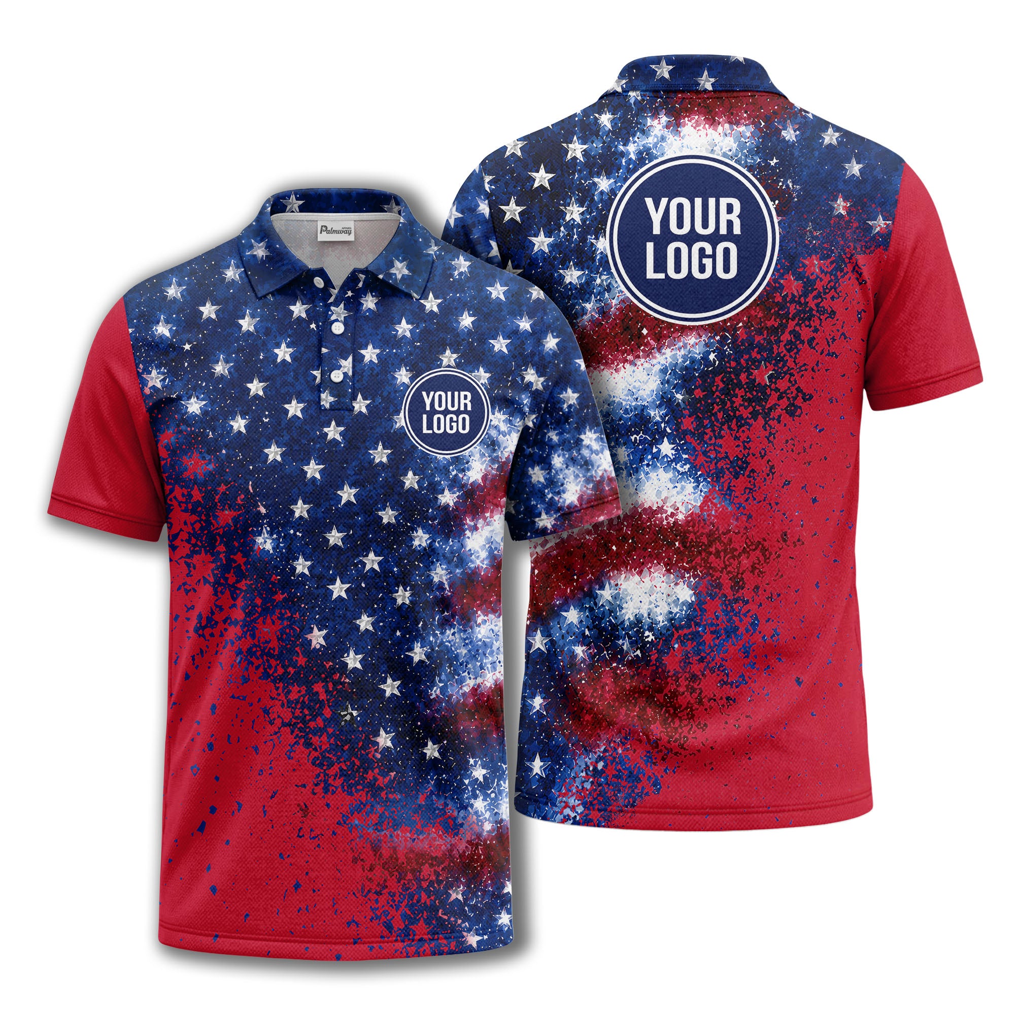 stars & stripes american flag all over print polo shirt