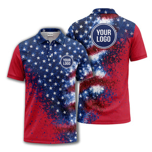 stars & stripes american flag all over print polo shirt