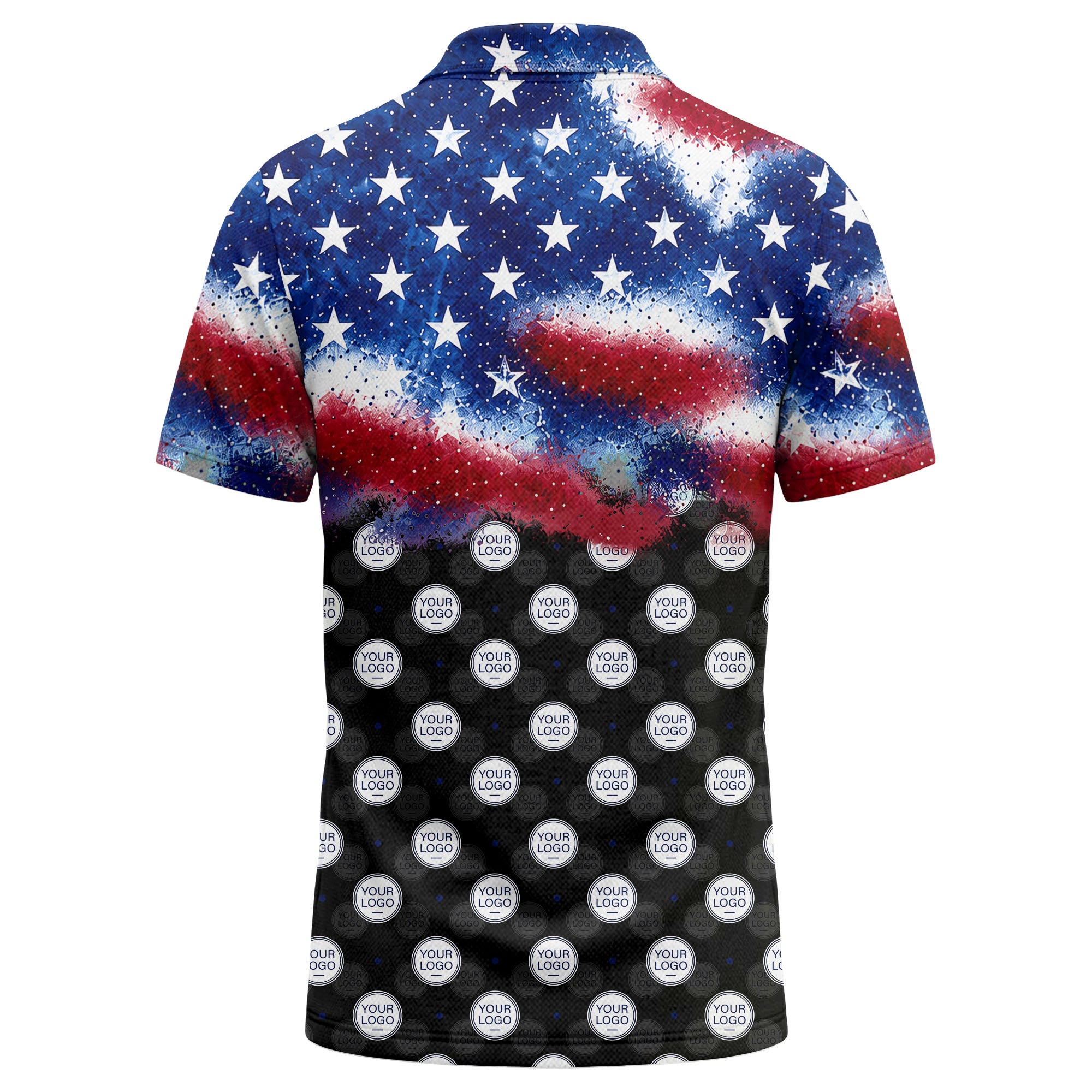 stars & stripes american flag custom logo all over print polo shirt
