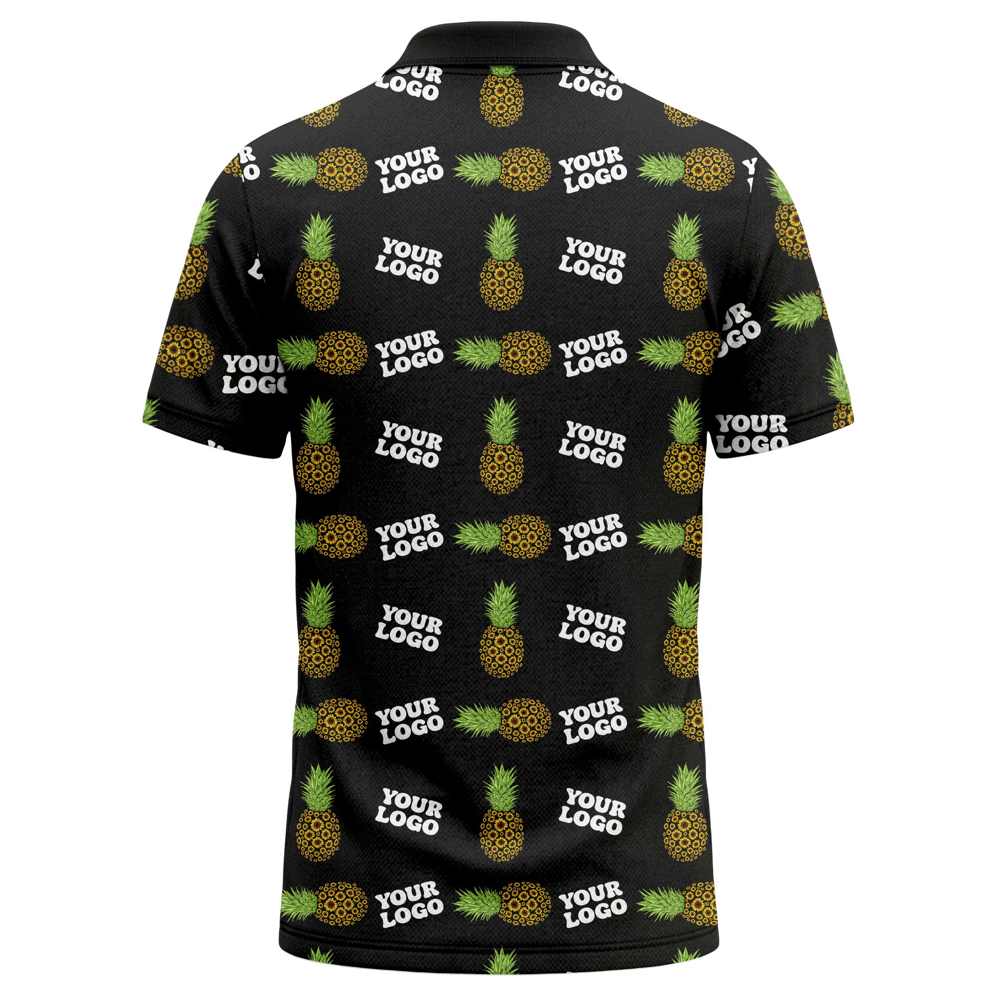 sunflower pineapple repeat custom logo polo shirt for beach days