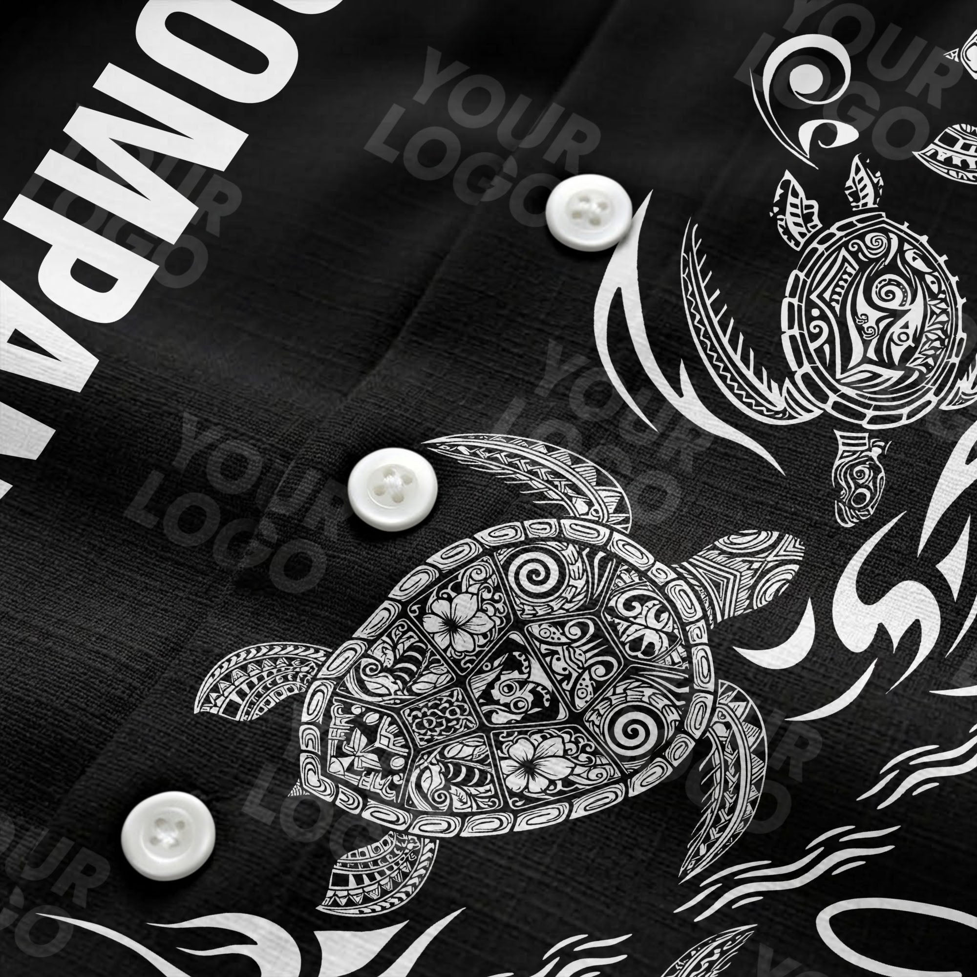 tribal black sea turtles riding waves hawaiian shirt