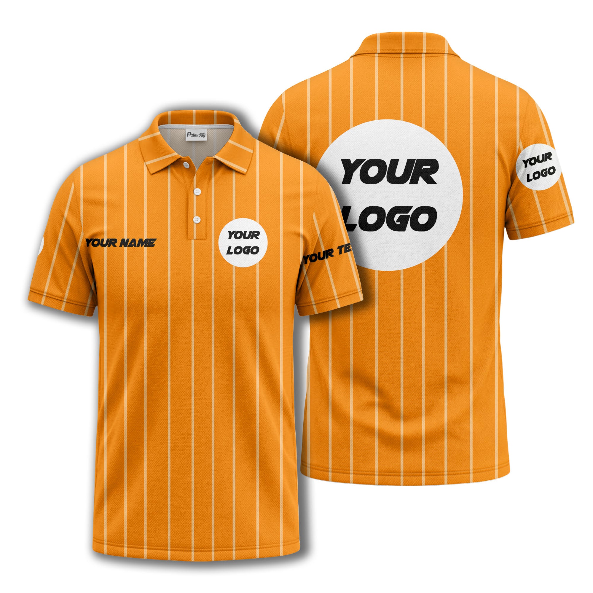 vertical pinstripe custom logo personalized text polo shirt