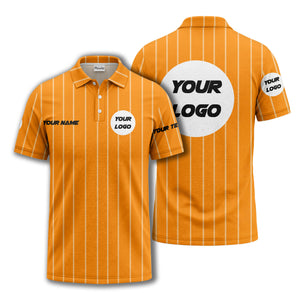 vertical pinstripe custom logo personalized text polo shirt