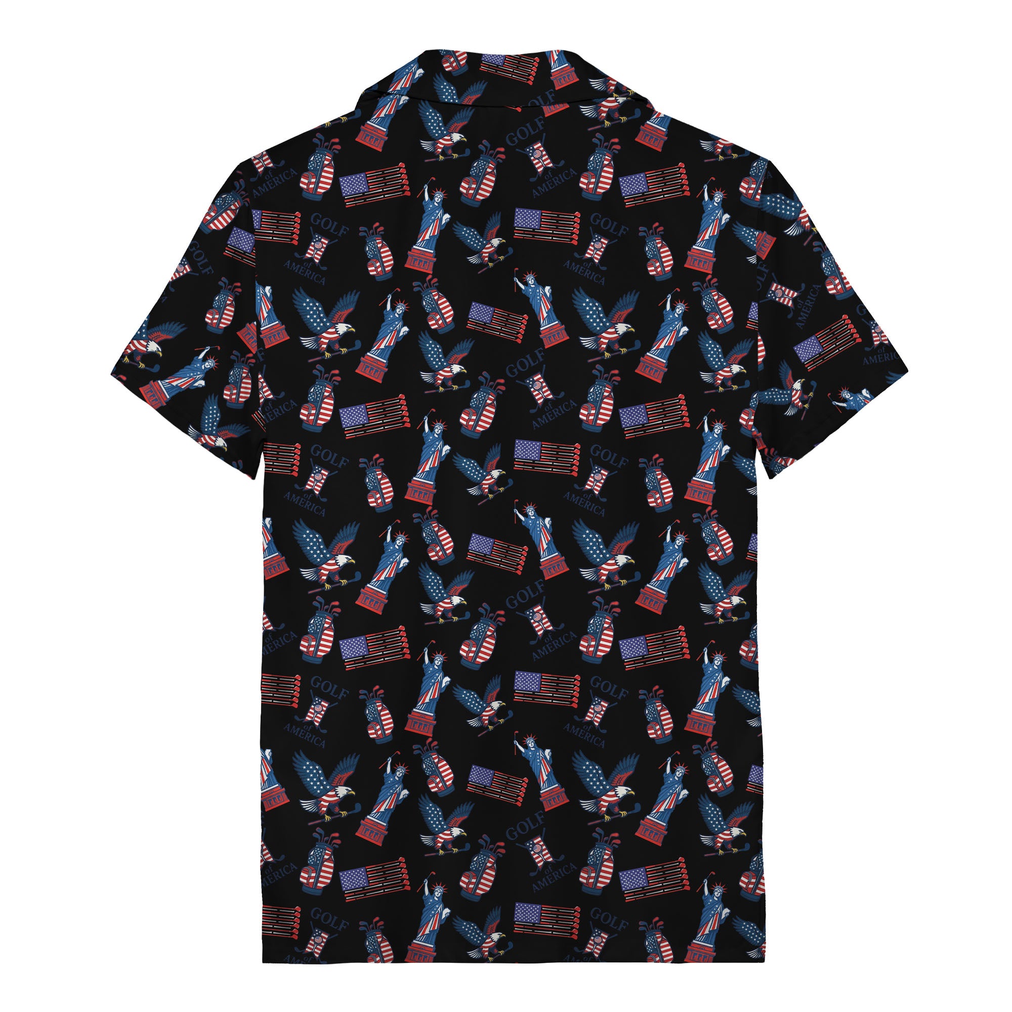 vintage 50s bald eagles & statue of liberty golf hawaiian shirt