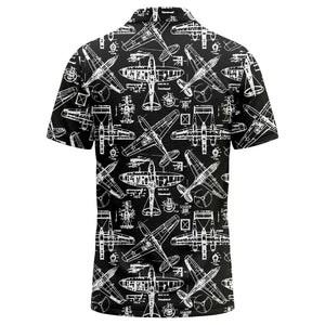 vintage airplane blueprint sketches propeller wings polo shirt for men