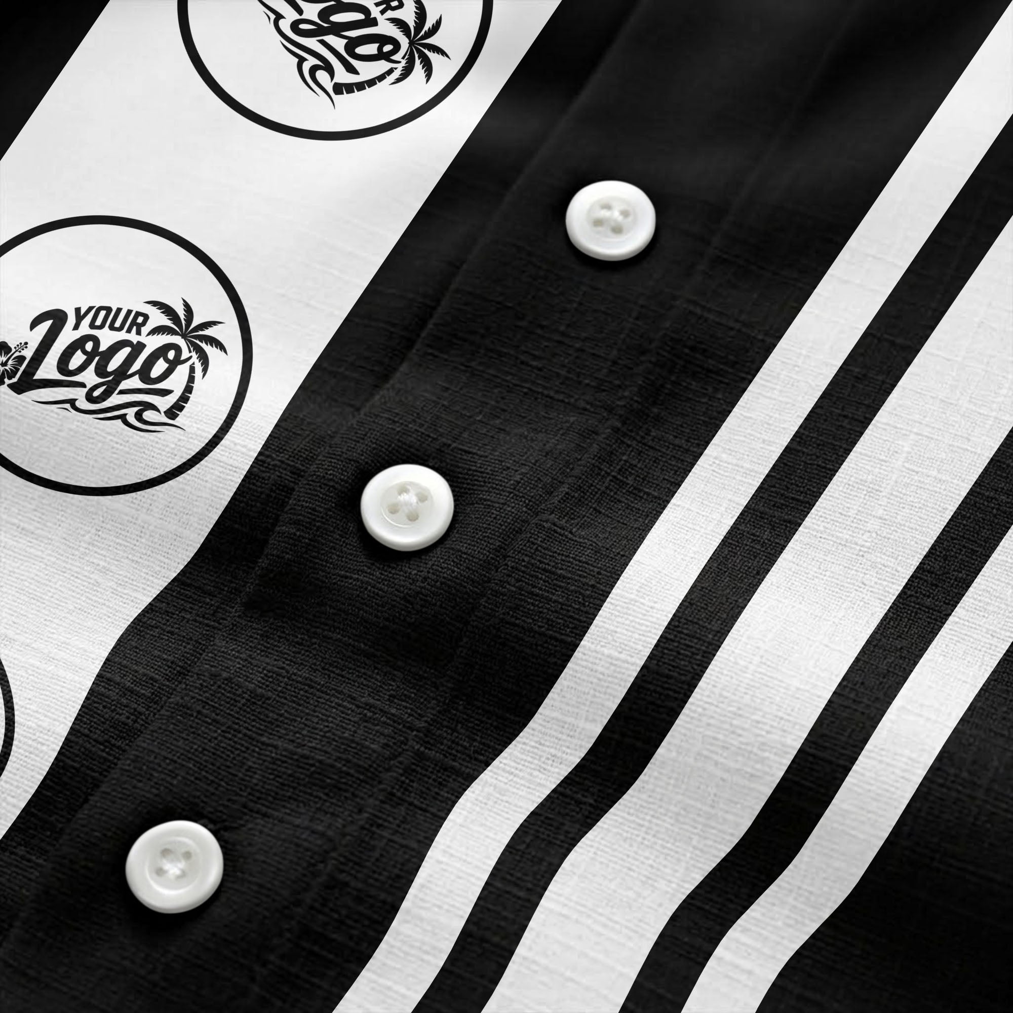 Vintage Black & White Bowling Circles Geometric Hawaiian Shirt For Men