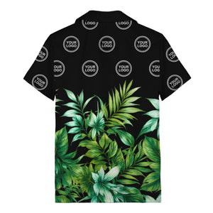 watercolor palm fronds & monogram logo repeat hawaiian shirt