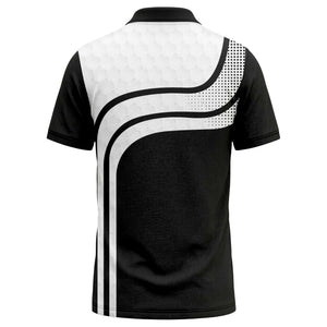 wave hexagon graphic golf polo shirt with custom logo