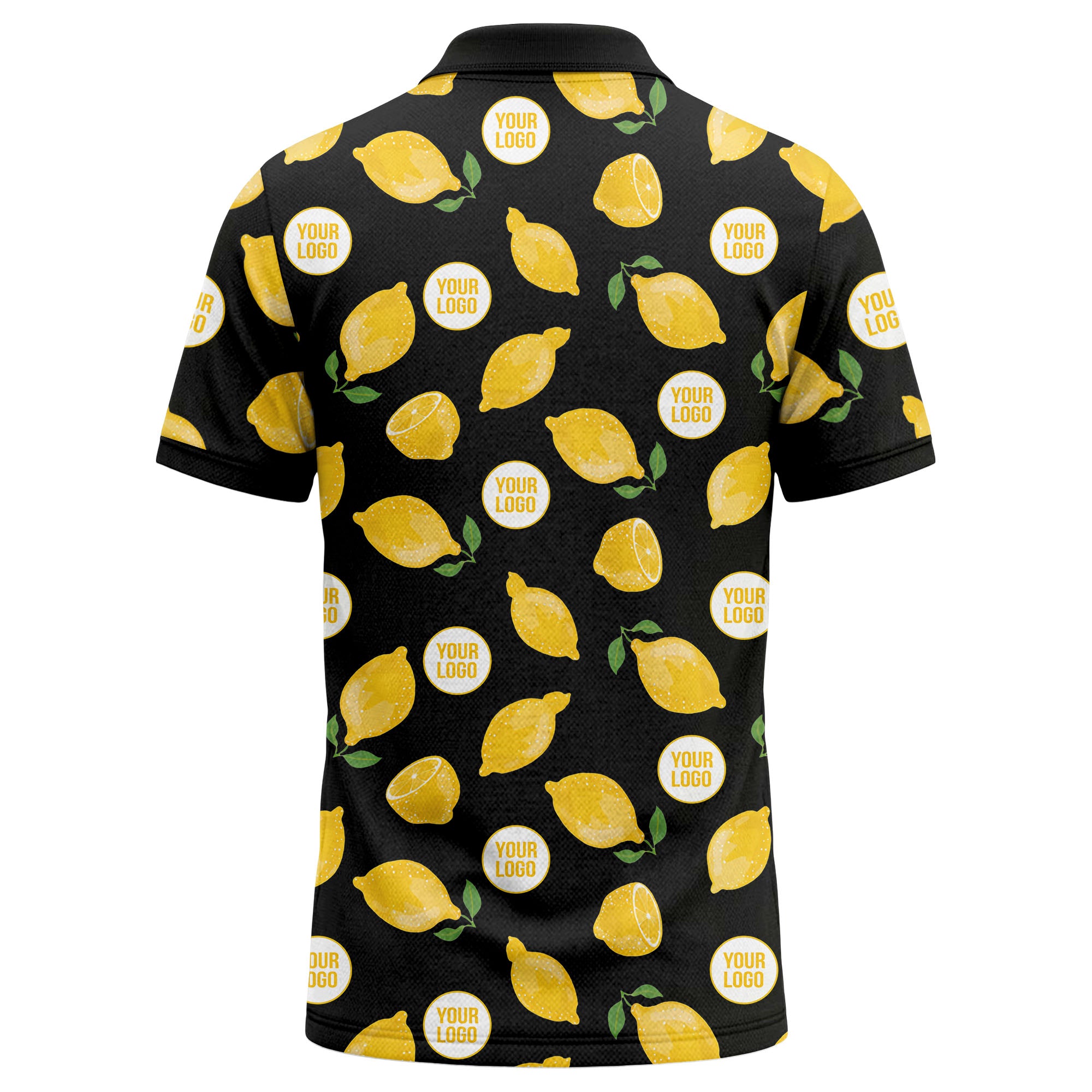 zesty lemon slices & leaf motif playful summer polo shirt
