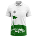 Custom Golf Polo Shirt – White & Dark Teal Golf Course Flag Personalized Logo Polo