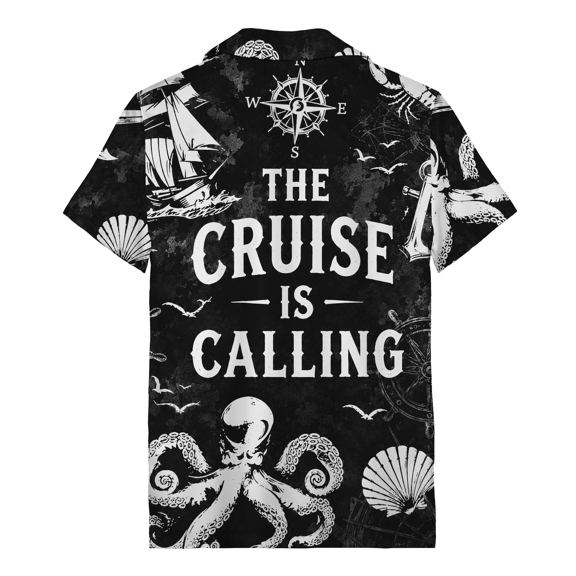anchor octopus compass nautical adventure hawaiian shirt for men