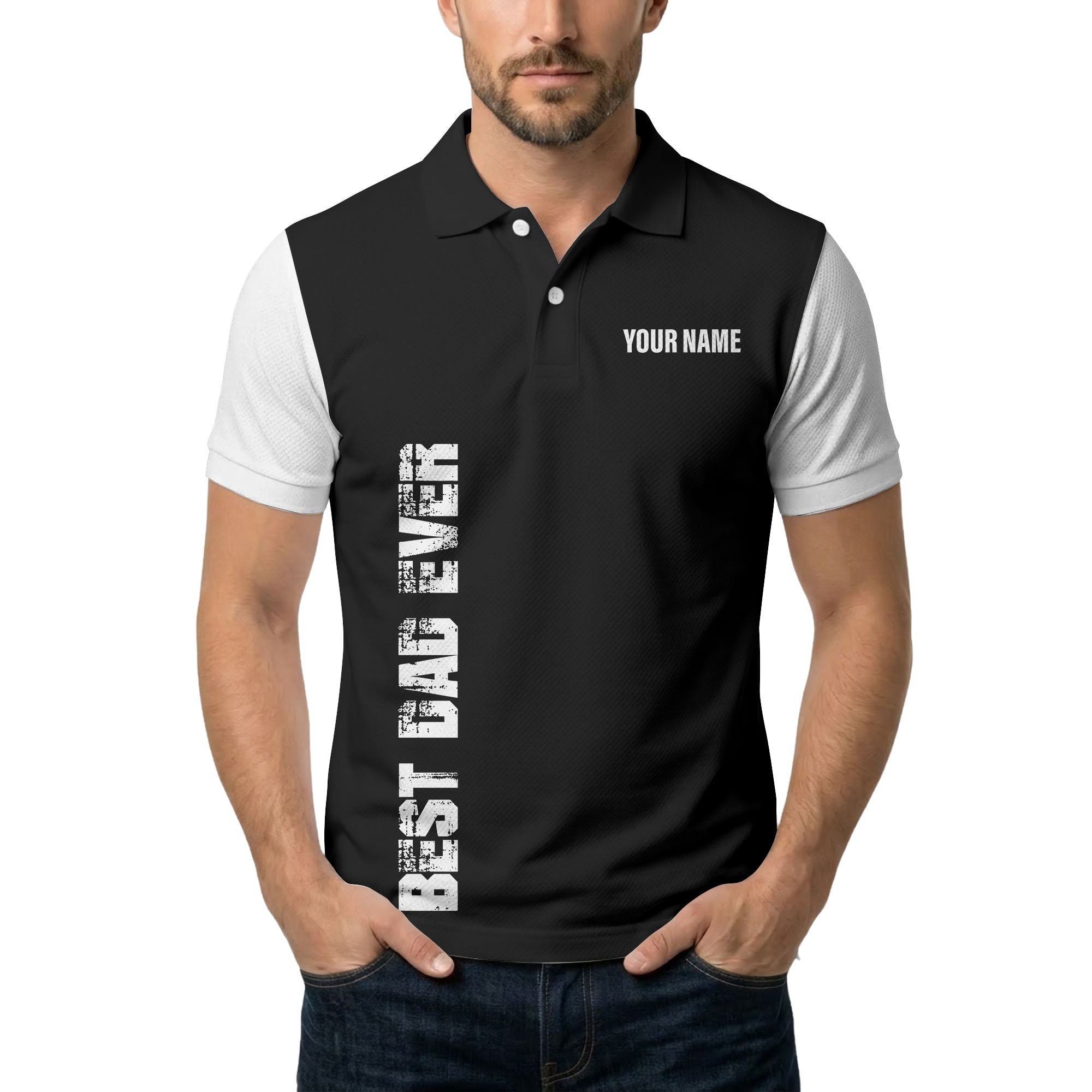 best bag ever vertical text black white modern graphic polo shirt for men