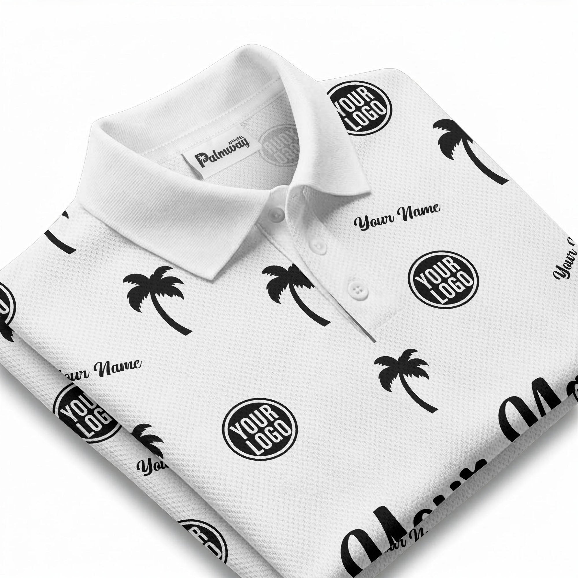 black palm tree silhouettes personalized polo shirt with custom logos