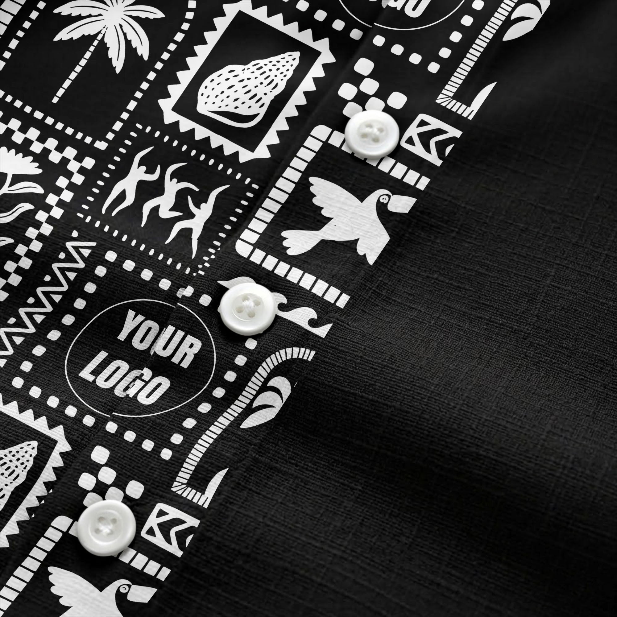 black palm trees & toucans graphic hawaiian shirt for men