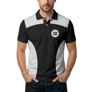 black white contrast panel customizable logo polo shirt for men