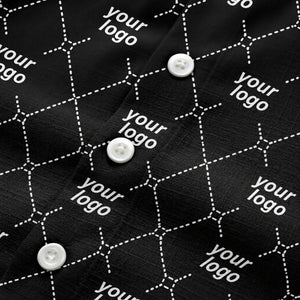 black & white quilted diamond custom logo hawaiian shirt