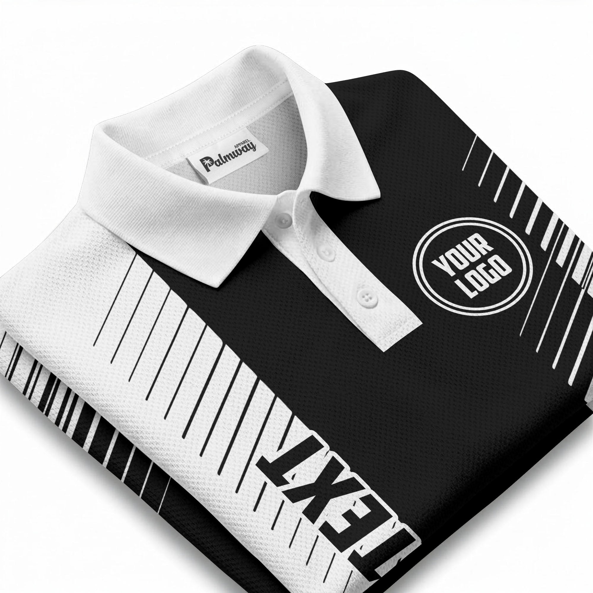 bold diagonal black & white stripes custom logo polo shirt